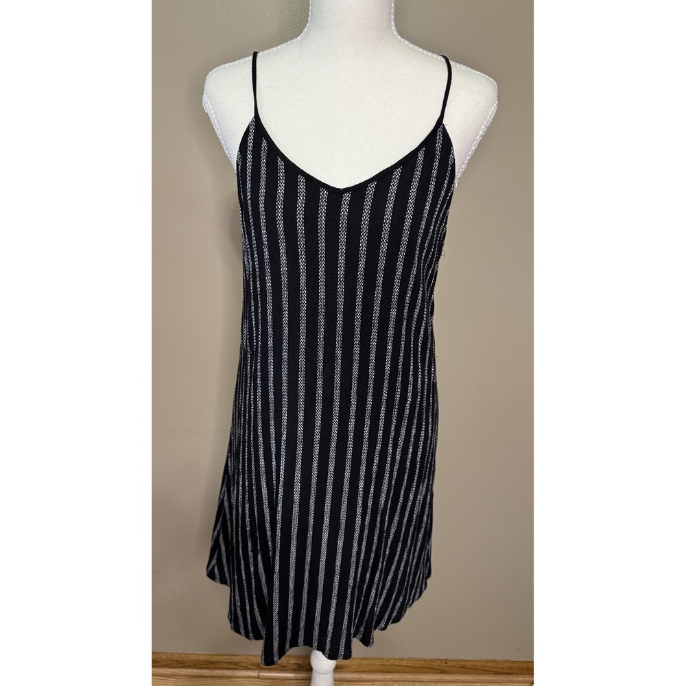 Blue Rain Black and White Striped Sundress Size M #1093